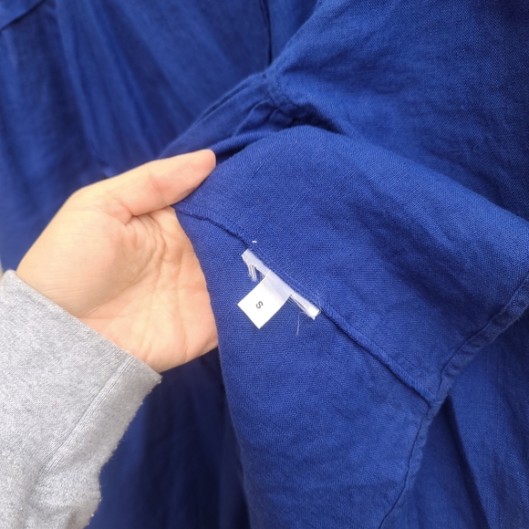 Reformation | Court Linen Midi Wrap Dress Royal Blue Size Small - Picture 7 of 7